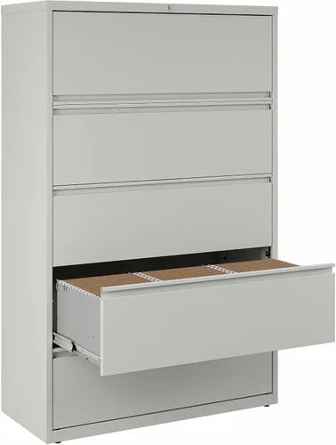 Vista 6 de Lorell Lima lateral de 5 cajones, 42 x 18-5/8 x 67-11/16 pulgadas, gris