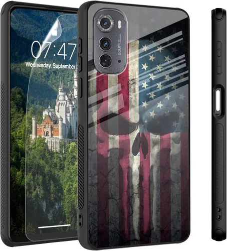 Vista 92 de Funda para Motorola Moto Edge 2022, cubierta trasera de vidrio templado con protector de pantalla, funda protectora a prueba de golpes para Motorola