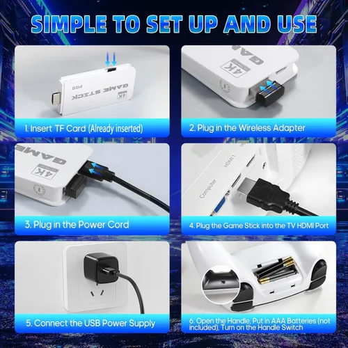 Vista 5 de Retro Gaming Console with 20000+ Classic Games - Dual Controllers, Plug & Play, 2 Players, HDMI Output, Family Entertainment System (63G)