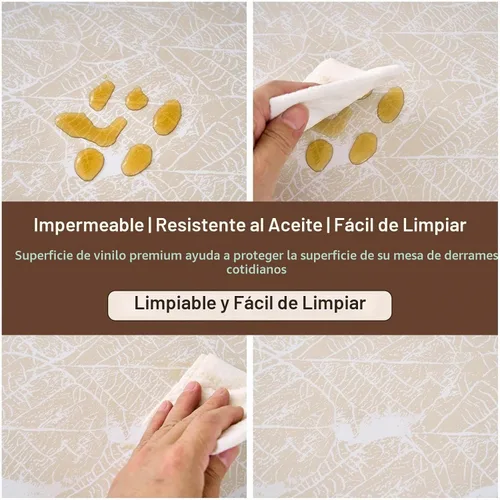 Vista 3 de LIBERECOO Mantel redondo de vinilo ajustable con reverso de franela, borde elástico, impermeable, resistente a las manchas, mantel lavable