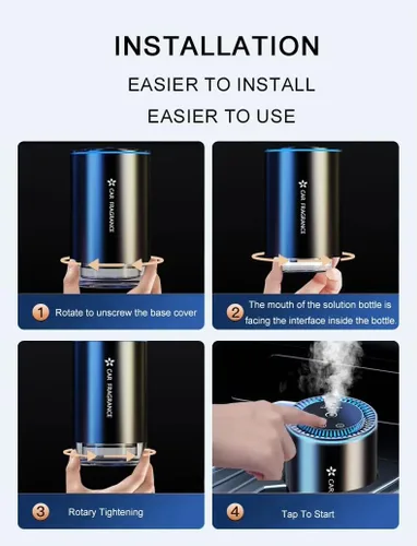 Vista 7 de Difusor de aceite esencial – Difusor de aromaterapia recargable por USB con control de niebla de 3 velocidades Funcionamiento compacto