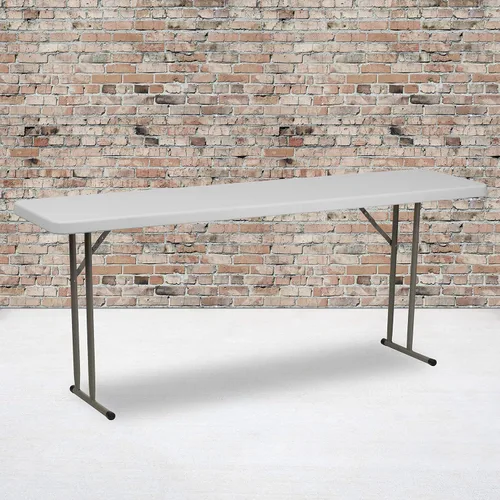 Vista 10 de EMMA + OLIVER Mesa plegable rectangular de plástico de 6 pies, mesa plegable de plástico larga para eventos residenciales en interiores y Negro