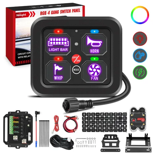 Vista 23 de Nilight Sistema de relé de control de circuito azul 12V 24V del panel
