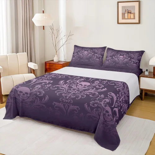 Vista 12 de Erosebridal Juego de sábanas góticas de damasco para adultos, juego de sábanas victorianas antiguas, tamaño individual, sábanas góticas florales