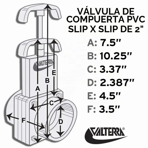 Vista 2 de Valterra 6201 Válvula de paso de PVC, color blanco, de 2 pulgadas.