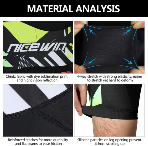 Vista 3 de NICEWIN - Pantalones cortos de ciclismo para hombre, con acolchado 3D y secado rápido