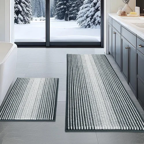 Vista 118 de BSICPRO Tapetes de baño de felpilla, 20 x 32 pulgadas, antideslizantes, absorbentes, suaves, peludos, para baño, lavables a máquina (salvia)