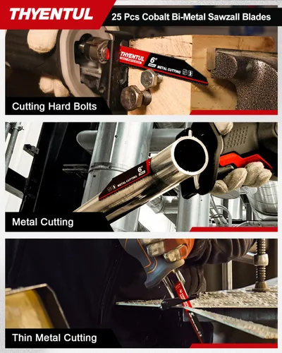 Vista 6 de Paquete de 25, 15 cm, 14/18 TPI, Hojas de sierra Sawzall de desmontaje automático de cobalto bi-metal para metal, Hojas de sierra alternante de 15