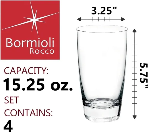 Vista 2 de Bormioli Rocco Nadia - Juego de 4 vasos enfriadores para bebidas frías, jugos y cócteles, 15.25 onzas
