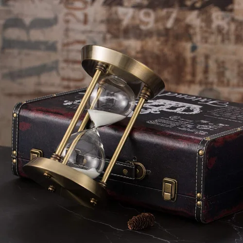 Vista 15 de Temporizador de arena vintage de 1 minuto, reloj de arena pequeño de 4.9 pulgadas, reloj de arena de latón antiguo, reloj de arena de 1 minuto