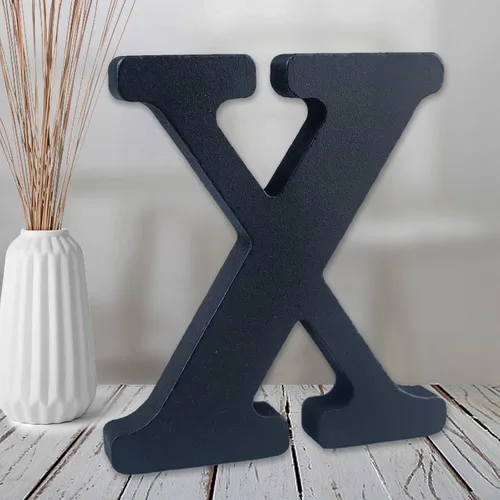 Vista 30 de AOCEAN Letras de madera negra de 6 pulgadas Letras de madera sin terminar para decoración de pared Letras decorativas de pie Rebanadas Tablero