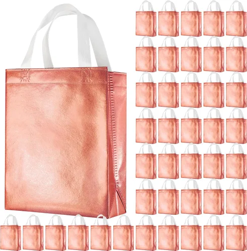 Vista 17 de BLEWINDZ 100 bolsas de regalo reutilizables medianas con asas - Ideales para obsequios de fiestas y bolsas de compras (10 colores)