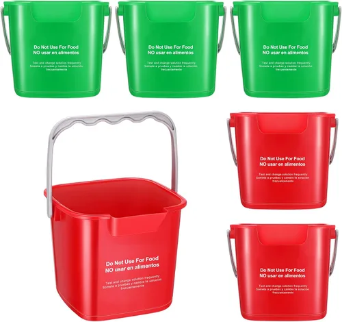 Vista 10 de Roshtia 6 cubos de limpieza desinfectantes de 3 cuartos cuadrados, rojo