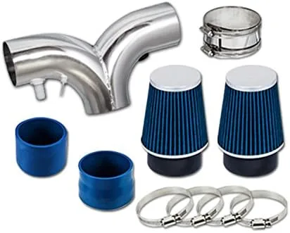 Vista 3 de Kit de admisión de aire doble doble Ram negro corto + filtro compatible con Chevrolet Caprice Impala 94-96 4.3L 5.7L V8