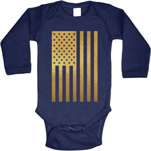 Vista 14 de Tcombo Bandera americana negra envejecida - Body de Estados Unidos Negro - Lámina dorada