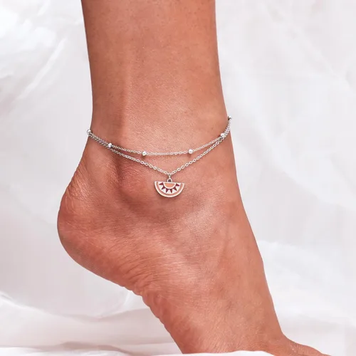 Vista 51 de CHIC & ARTSY Tobilleras de plata de ley S925 para mujer, pulsera de tobillo ajustable multicapa para playa, joyería de verano para mujer, de 10 a 11
