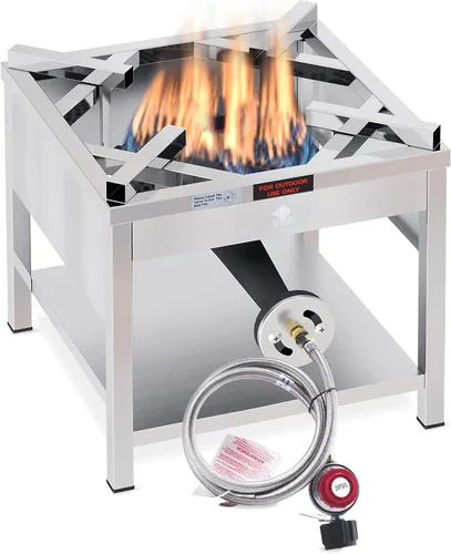 Vista 4 de ARC - Juego de quemadores de propano de acero inoxidable de 69 cuartos de galón con quemador de propano de 200,000 BTU, wok resistente de 25