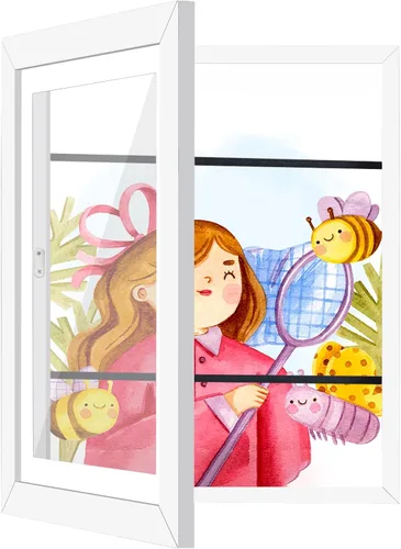 Vista 10 de Marco de arte para niños, 1 unidad, marcos de obras de arte para niños, exhibición intercambiable de 8 x 10.5 pulgadas con paspartú o de 9.5 x 12