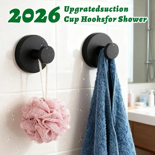 Vista 3 de Ganchos de ventosa para coronas de puerta, resistente, reutilizable, con ventosa para puerta delantera, toallas y decoraciones, nuevo colgador