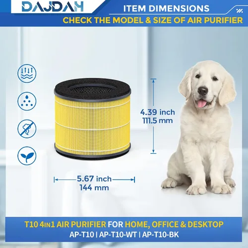 Vista 3 de [Alergia a mascotas] AP-T10-WT AP-T10FL Filtro de repuesto compatible con Homedics Filtro purificador de aire de repuesto para purificador de aire