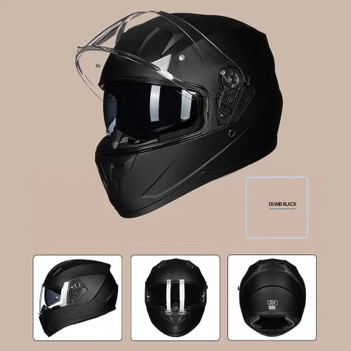 Vista 7 de Casco de motocicleta Bluetooth antivaho, doble visera, abatible, casco de moto de cara completa, aprobado por DOT, altavoz dual integrado