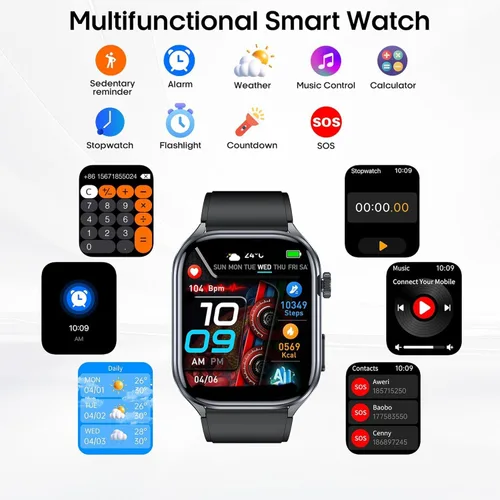 Vista 6 de Reloj inteligente avanzado de salud para mujeres y hombres con monitoreo en tiempo real de la frecuencia cardíaca, calidad del sueño y niveles