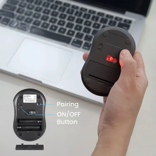 Vista 7 de Perixx PERIMICE-802B - Mouse inalámbrico Bluetooth, diseño portátil para Windows, iOS y tabletas Android, goma negra