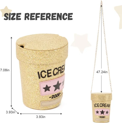 Vista 2 de LUI SUI Bolso cruzado de helado único para niñas, bolsos de hombro con forma de botella