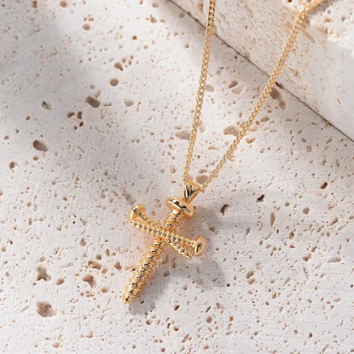 Vista 166 de Fettero - Collar con dije de cruz de fe, chapado en oro de 14 K, cadena fina, minimalista, simple, pequeña, para oración, regalo de joyería religiosa