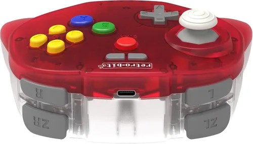 Vista 5 de Retro-Bit Tribute 64 - Controlador inalámbrico de 24 GHz para Nintendo 64 N64 Switch PC MacOS RetroPie Raspberry Pi y otros dispositivos USB rojo