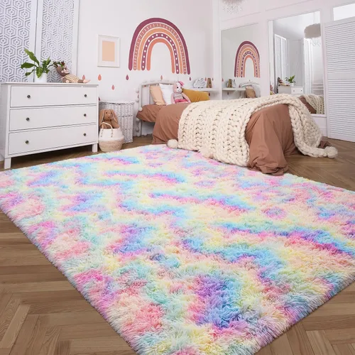 Vista 157 de Softlife Alfombra naranja para dormitorio, alfombra de felpa esponjosa para sala de estar para niñas, alfombra lanuda para niños, alfombra suave