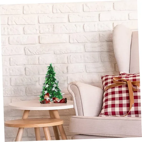 Vista 8 de Lindo mini árbol de Navidad modelo 2pcs árbol de oropel para decoración del hogar adorno de mesa