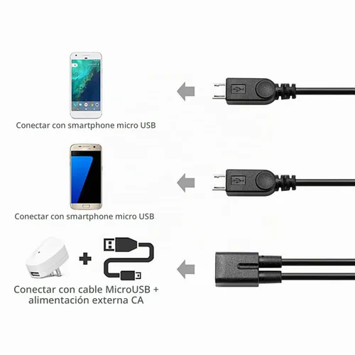 Vista 2 de chenyang Cable divisor micro USB 1 a 2 Y, cable de extensión de carga micro USB 1 a 2 soporta cargar dos dispositivos al mismo tiempo