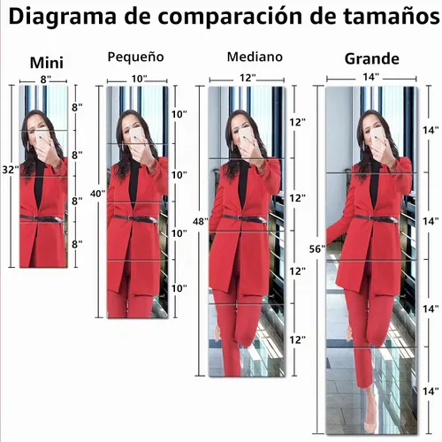 Vista 7 de Espejo acrílico irrompible sin vidrio, inastillable, de longitud completa, para el gimnasio de pared, para el hogar, sin marco, para el hogar