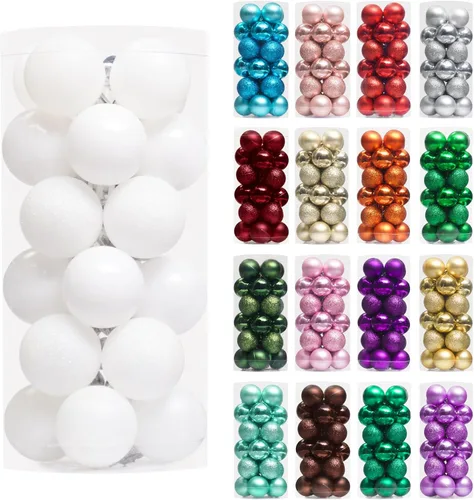Vista 57 de XmasExp Juego de 24 mini esferas de Navidad inastillables para bolas de árbol de Navidad, 1.18 pulgadas (negro)