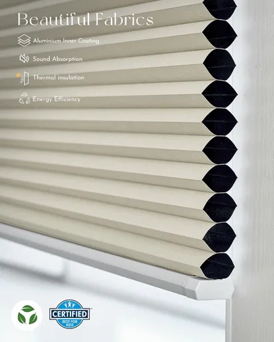 Vista 4 de Graywind Persianas celulares inteligentes personalizadas compatibles con Alexa Google, opacas, recargables, motorizadas, de 5/8 pulgadas, diseño
