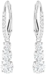 Vista 2 de Swarovski Pendientes Attract Trilogy Redondos, Blanco, Bañado en Rodio, Cristal