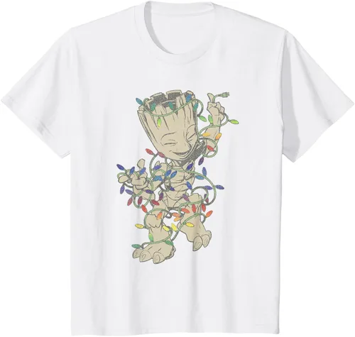 Vista 18 de Marvel Camiseta de luces navideñas Guardians Of The Galaxy Groot, Negro, S