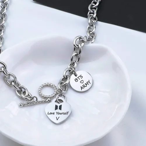 Vista 4 de G-Ahora Bangtan Boys Necklace for Girls Kpop Bangtan Boys Bangtan Necklace Bangtan Boys Army Jewelry Bangtan Boys to Love Yourself Army Necklace