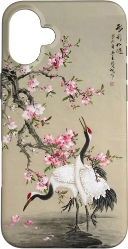 Vista 23 de Red Cap Cranes with Plum Blossoms Japanese Woodblock Art Case for iPhone 17