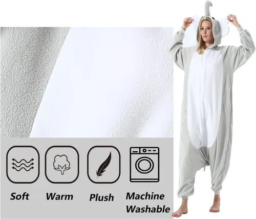 Vista 5 de SimZoo Adult Animal Onesie Pajamas, Men and Women's Animal Cosplay Costume Sleepwear, One-Piece Unisex Homewear