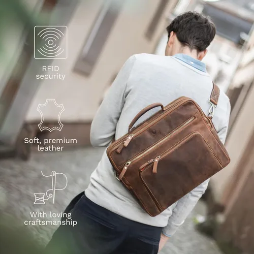 Vista 7 de DONBOLSO Bolso tipo mensajero de cuero para mujeres y hombres – Bolso de hombro hecho a mano de 15 x 12 x 4 pulgadas para computadora portátil