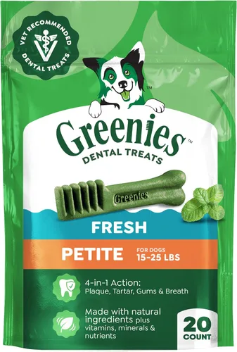 Vista 14 de Greenies Golosinas dentales naturales para perros adultos recomendadas por veterinarios, tamaño pequeño, sabor arándano, paquete de 12 onzas, 20
