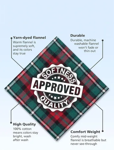Vista 5 de Christmas Plaid Couples PJs - Red Green Plaid Flannel Pajamas