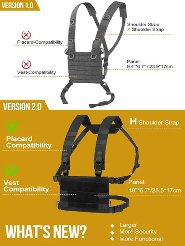 Vista 3 de ONETIGRIS ROC Chest Rig Panel modular táctico con correa de hombro extraíble y correa de cintura