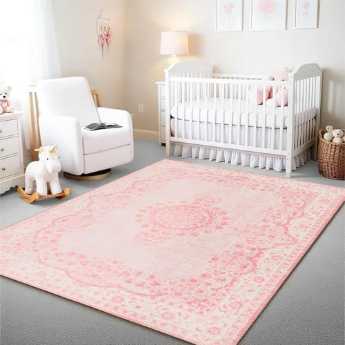 Vista 390 de Istana Alfombra larga antideslizante de 2.5 x 8 para el hogar, para pasillo y cocina, lavable, sedosa y suave al tacto, elegante, color azul y marfil