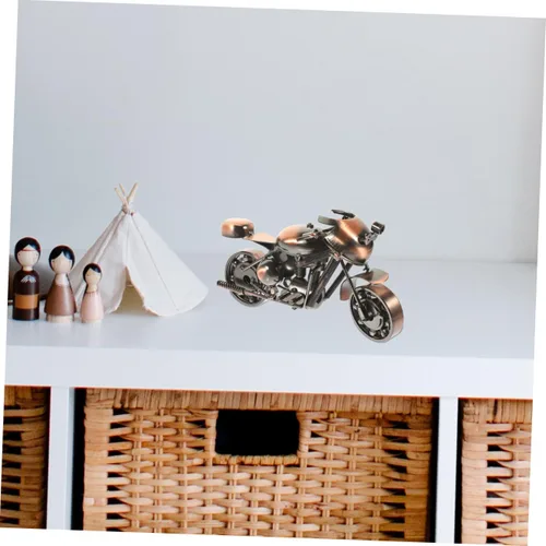 Vista 4 de Motocicleta de metal retro, estilo vintage, de hierro forjado, modelo de motocicleta, artesanía, escultura de arte de hierro coleccionable