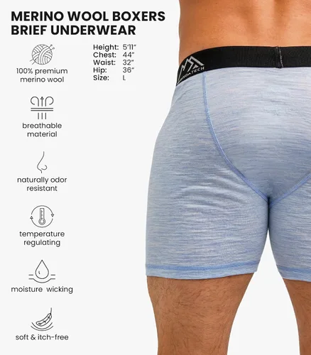 Vista 2 de Ropa interior 100% lana merino para hombre - Paquete de 1-2 calzoncillos 1 Pack - 190 Arctic