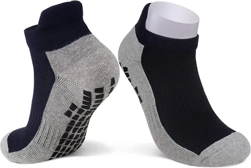 Vista 5 de JHM Calcetines deportivos antideslizantes antideslizantes de corte corto para hospital, deportes, atléticos con empuñaduras