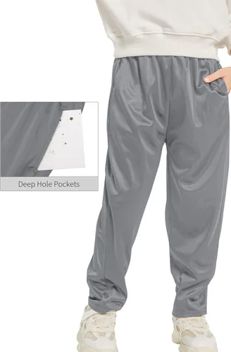 Vista 5 de Resinta Paquete de 4 pantalones deportivos para niños, pantalones deportivos de forro polar con bolsillos y cordón